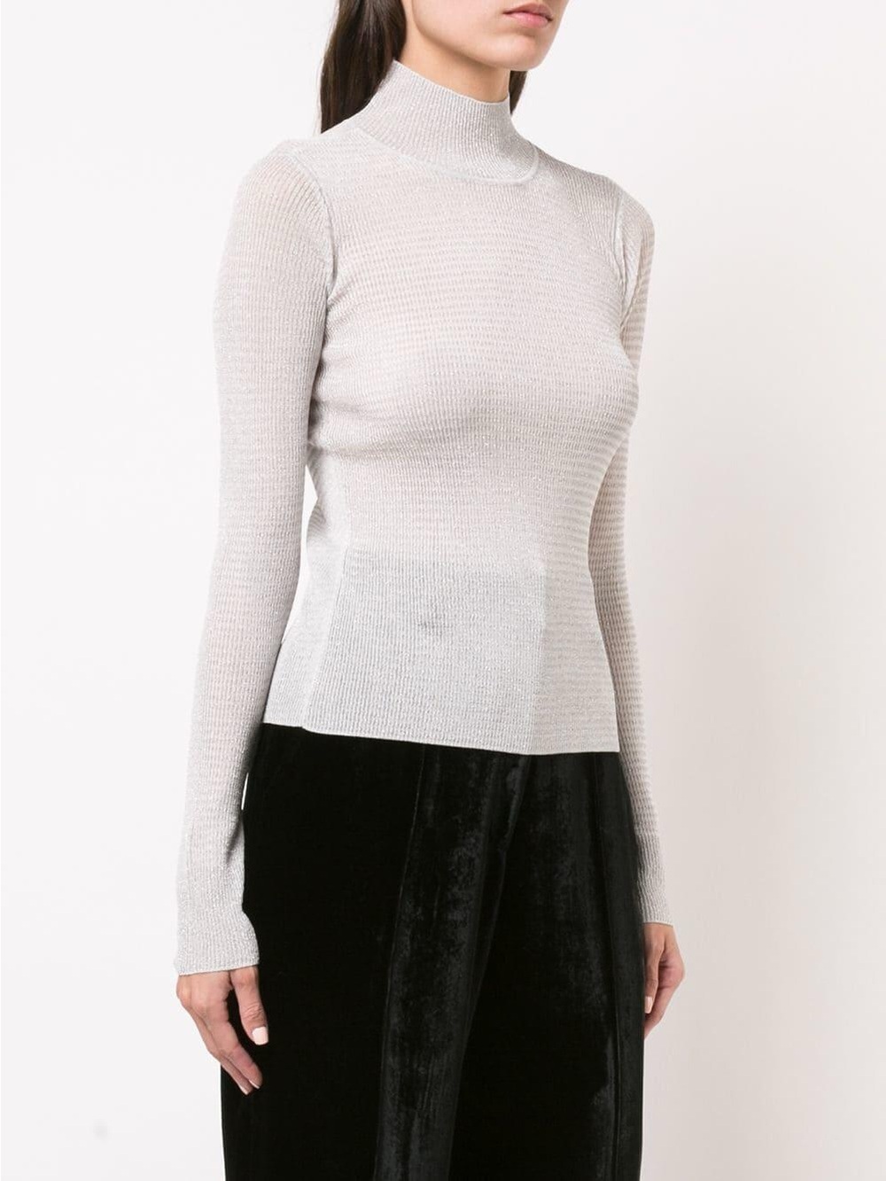 Rag and Bone silver and white metallic turtleneck